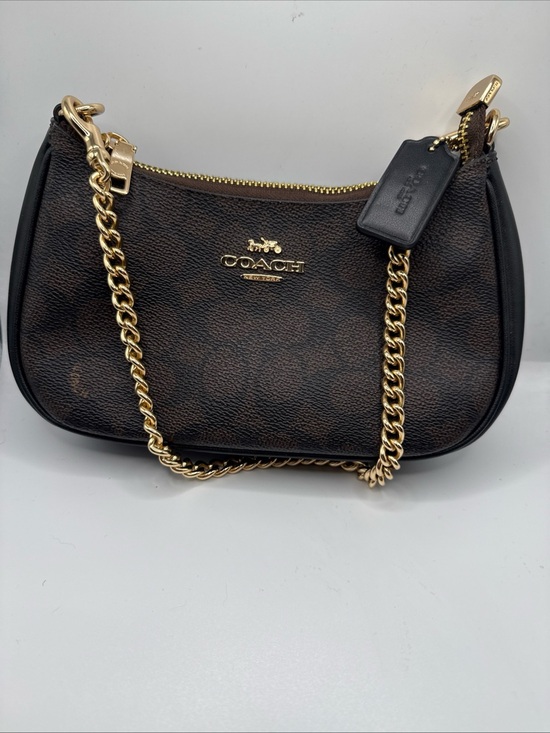 Coach Accessories - Coach Brown Signature Chain Shoulder Bag with Gold Hardware